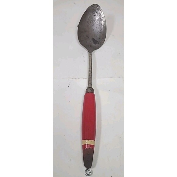 Vintage Set Of 7 Retro Red Handled Wooden Stainless Steel Kitchen Tools - Picture 6 of 6